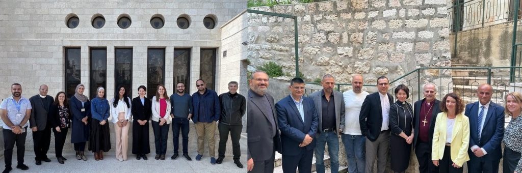 من اليمين اللقاء مع قادة لوثرين في القدس والي اليسار في عمان