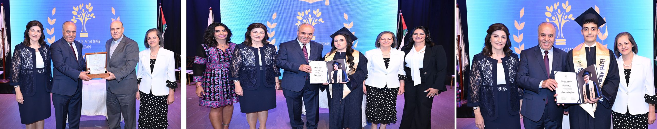 الخريجون يتسلمون شهاداتهم والوزير يتم تكريمه من قبل القس منذر شحاتيت رئيس كنيسة الاتحاد المسيحي