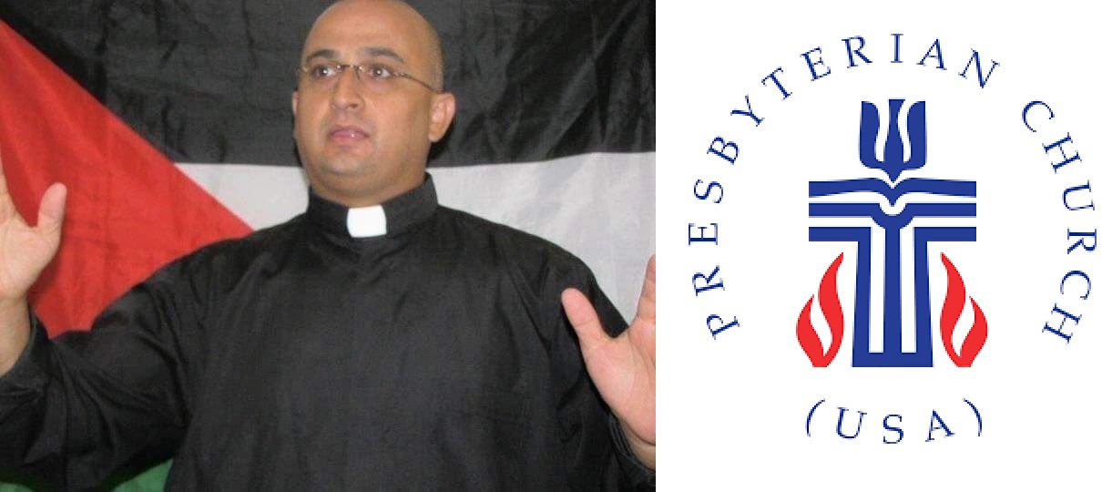 شعار الكنيسة المشيخية فرع الولايات المتحدة والقس داني عوض راعي الكنيسة المشيخية في فلسطين Rev. Danny Awad