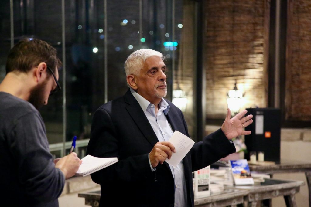 Daoud Kuttab and to his right Italian journalist Stefano Nanni